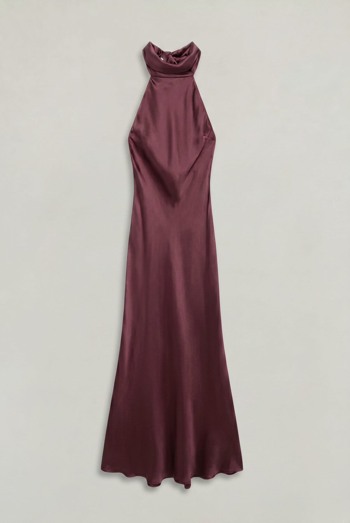 Satin Halter Maxi Dress - Open Back Women's Evening Gown