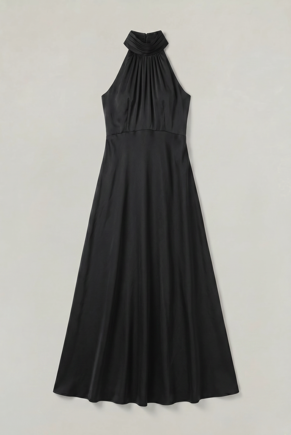Satin High Neck Maxi Dress - Women's Bridesmaid Dress