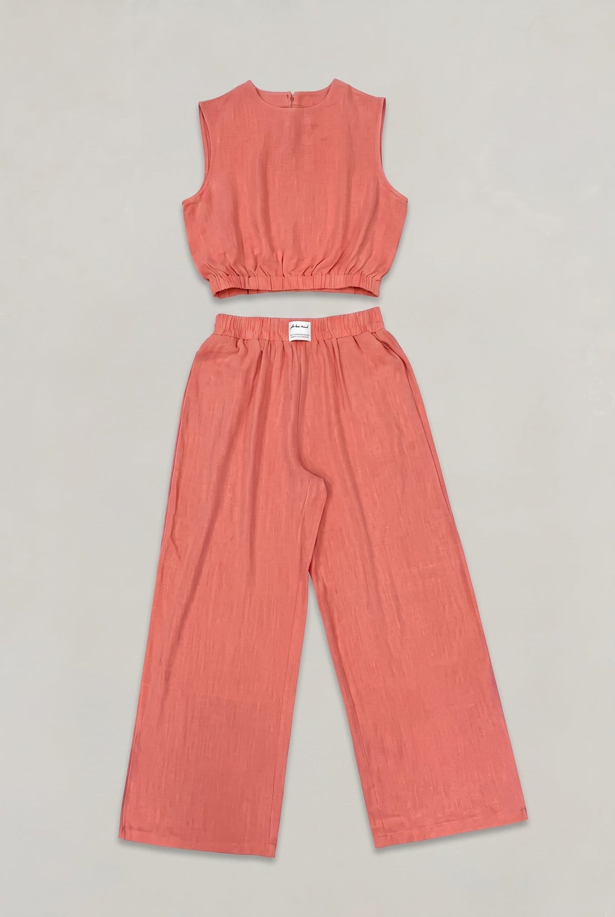 Women's Linen Top and Wide Leg Trousers - Two Piece Set