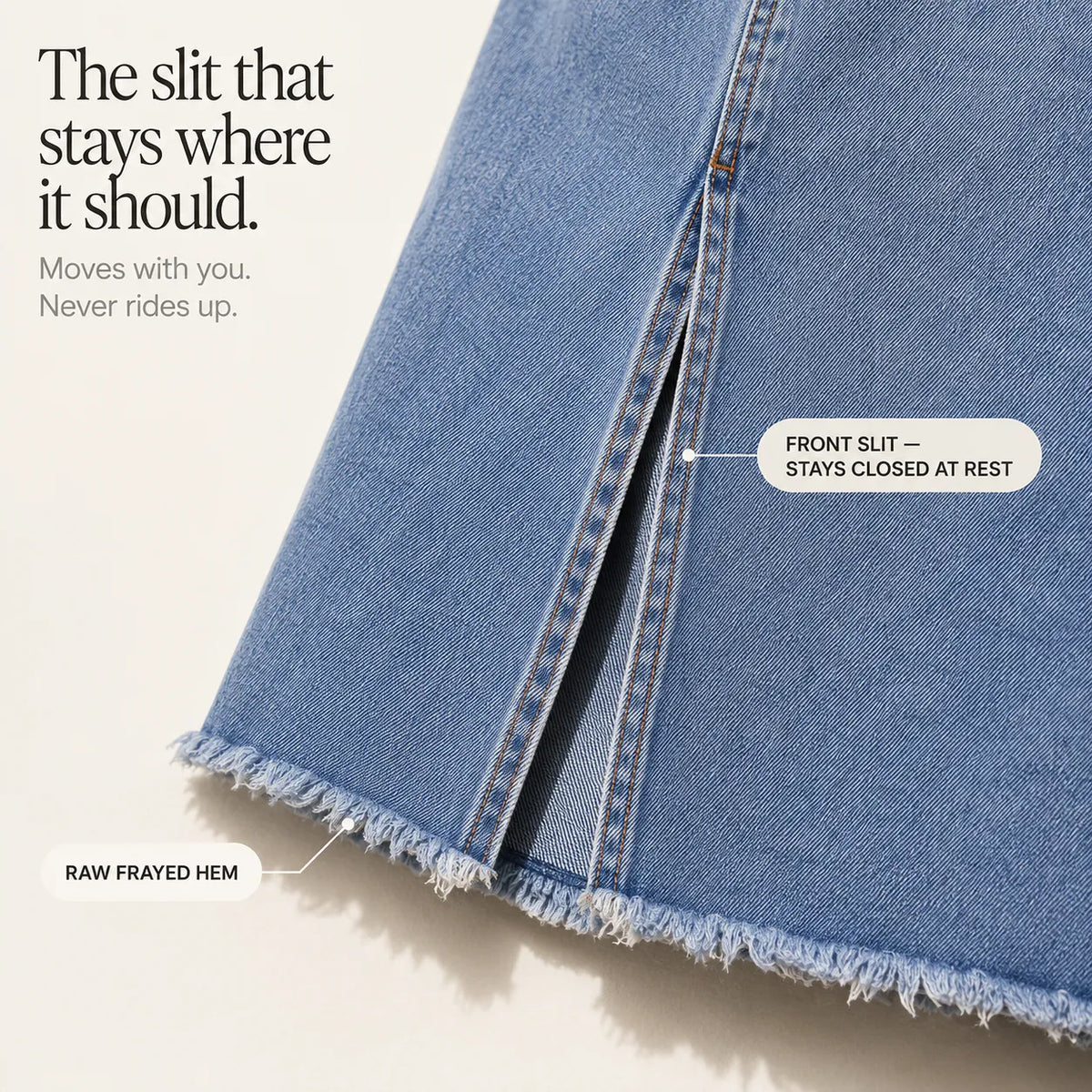Marivel Denim Midi Skirt - Women's Front Slit Skirt