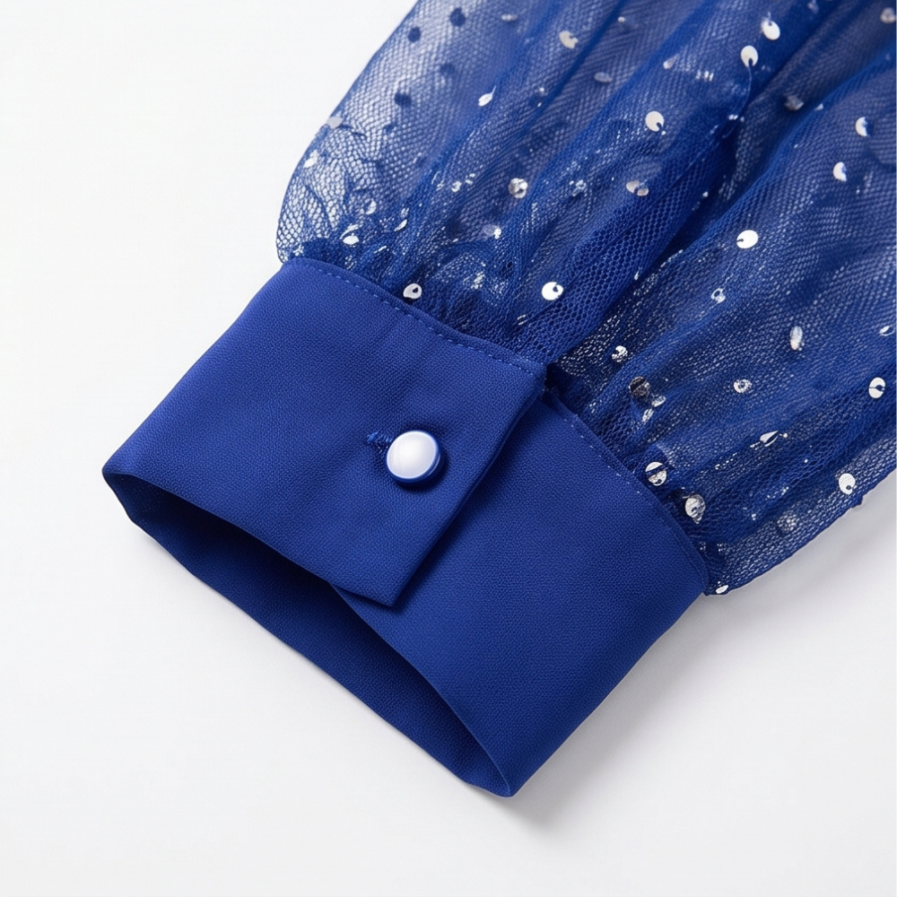 Sereya Sparkle Sleeve Blouse - Women's V-Neck Top