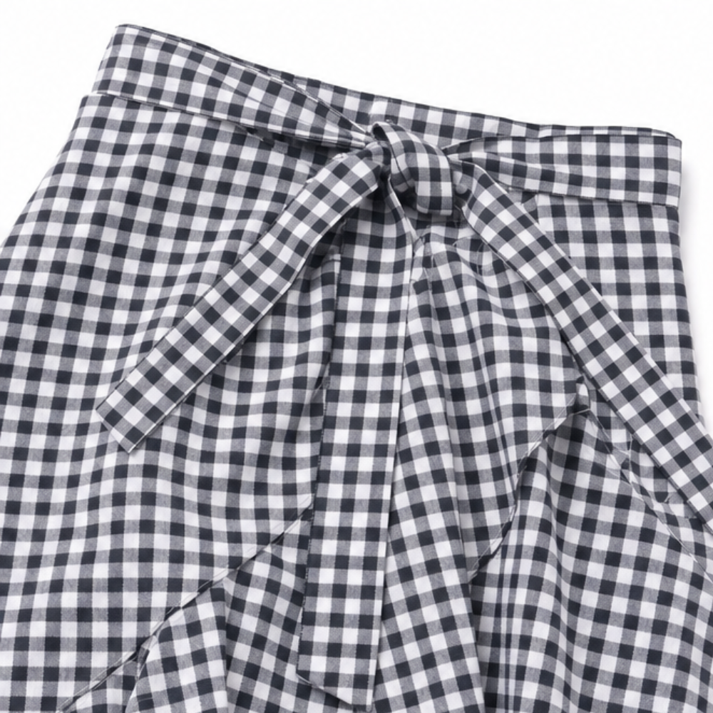 Veluna Gingham Maxi Skirt - Women's Ruffle Maxi Skirt