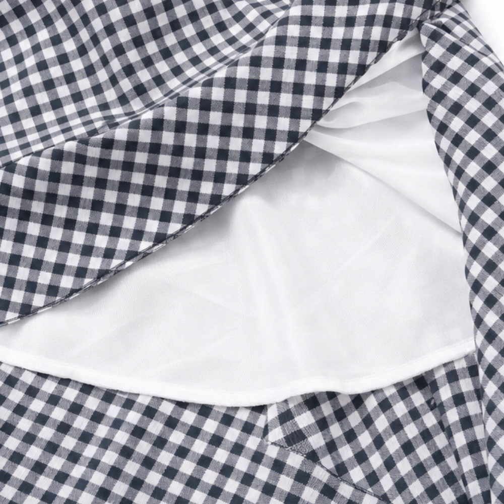 Veluna Gingham Maxi Skirt - Women's Ruffle Maxi Skirt