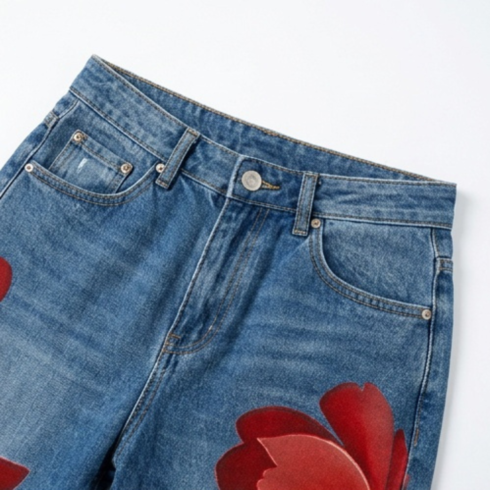 Florenza Floral Jeans - Women's Wide Leg Floral Jeans