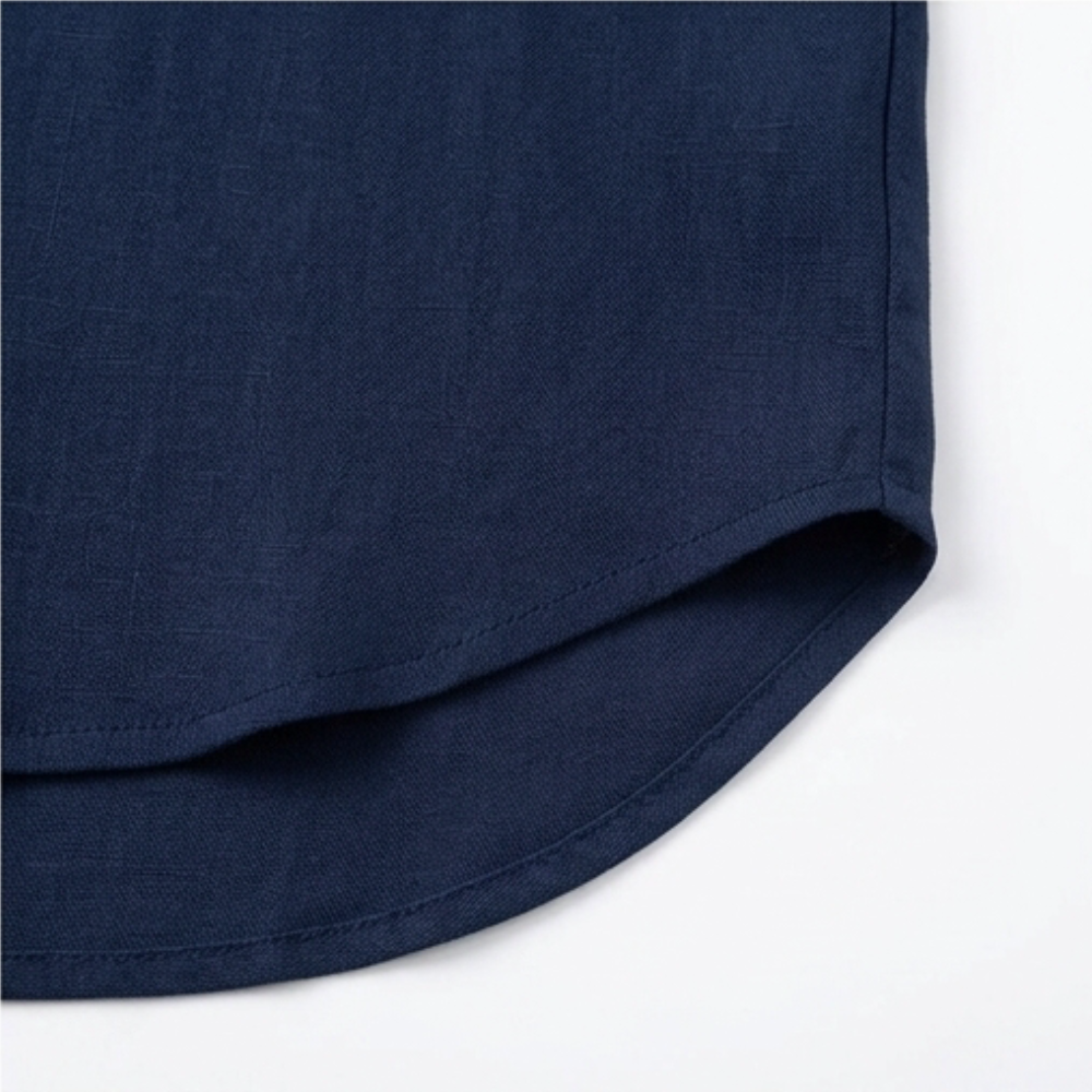 Wovena - Women's V-Neck Blouse with Curved Hem