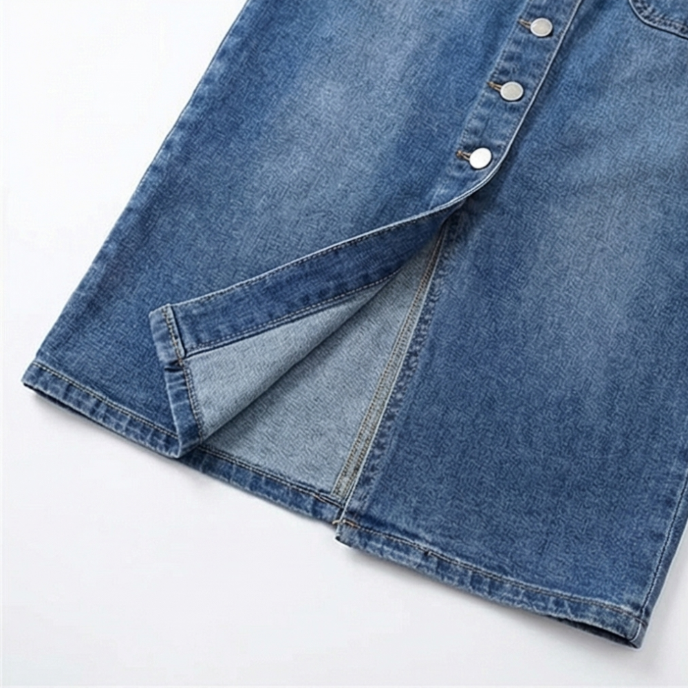 Denara Denim Pencil Skirt - Button Front Women's Skirt