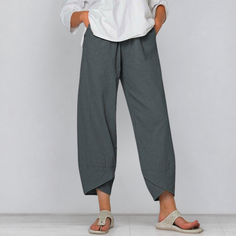 Solivia Tulip Hem Pants - Women's Cropped Wide Leg Pants