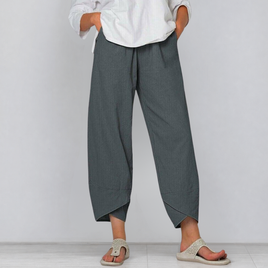 Solivia Tulip Hem Pants - Women's Cropped Wide Leg Pants