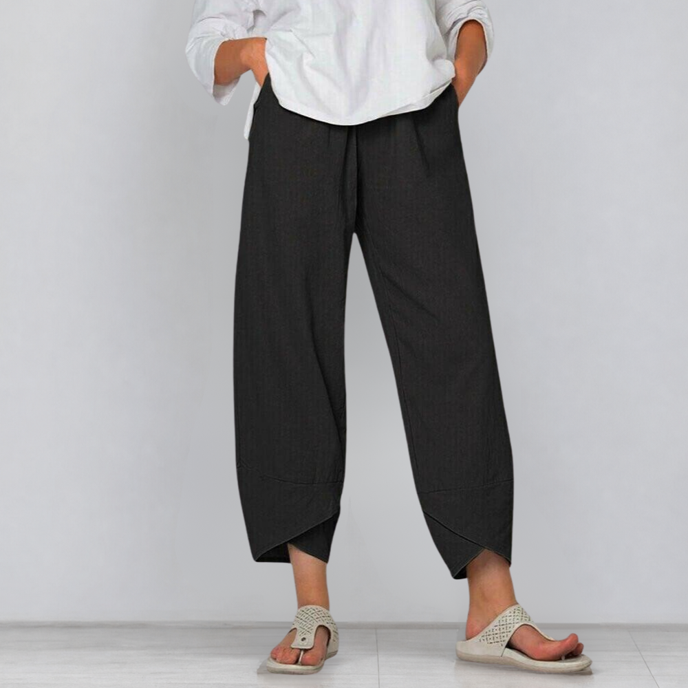 Solivia Tulip Hem Pants - Women's Cropped Wide Leg Pants