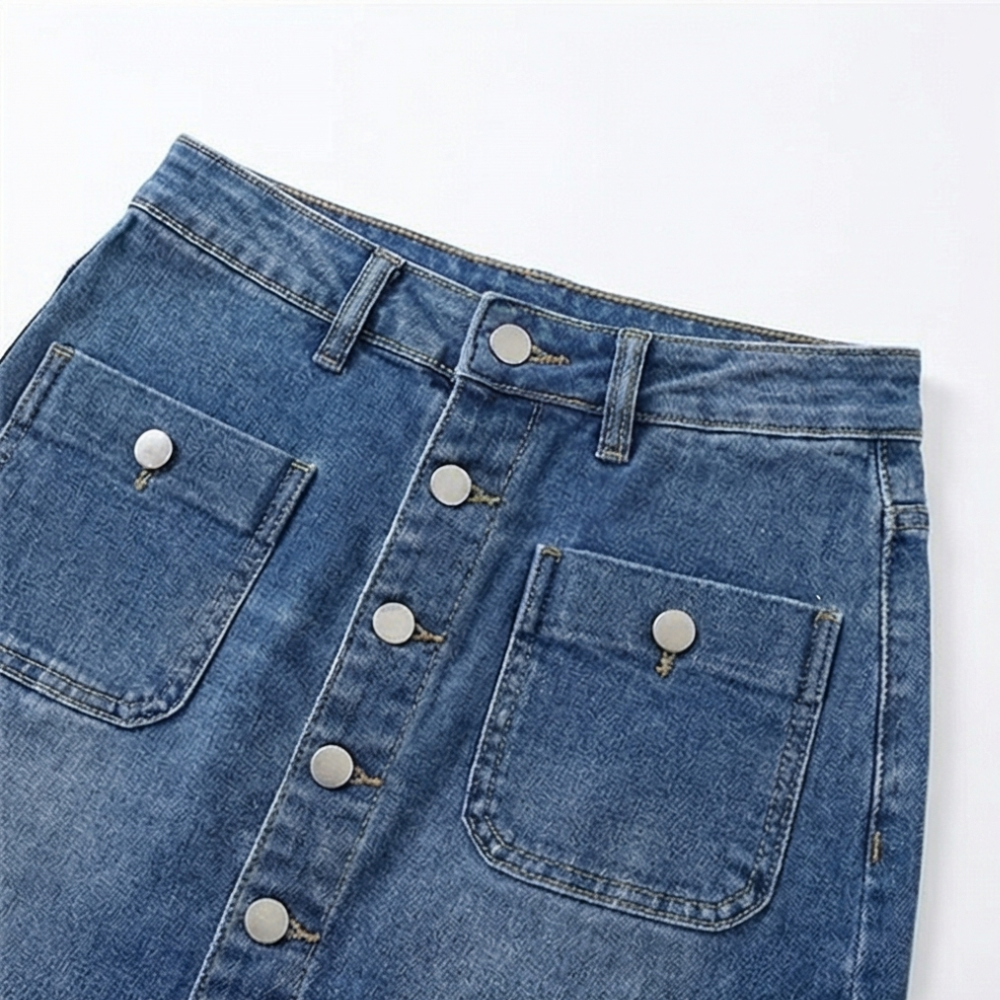 Denara Denim Pencil Skirt - Button Front Women's Skirt