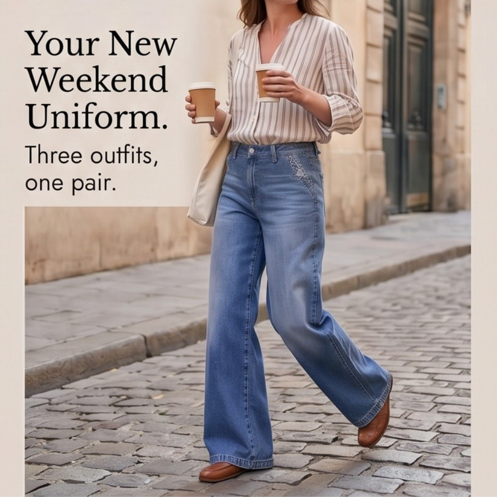 Luvenza Vintage Flare Jeans - Wide Leg Women's Jeans