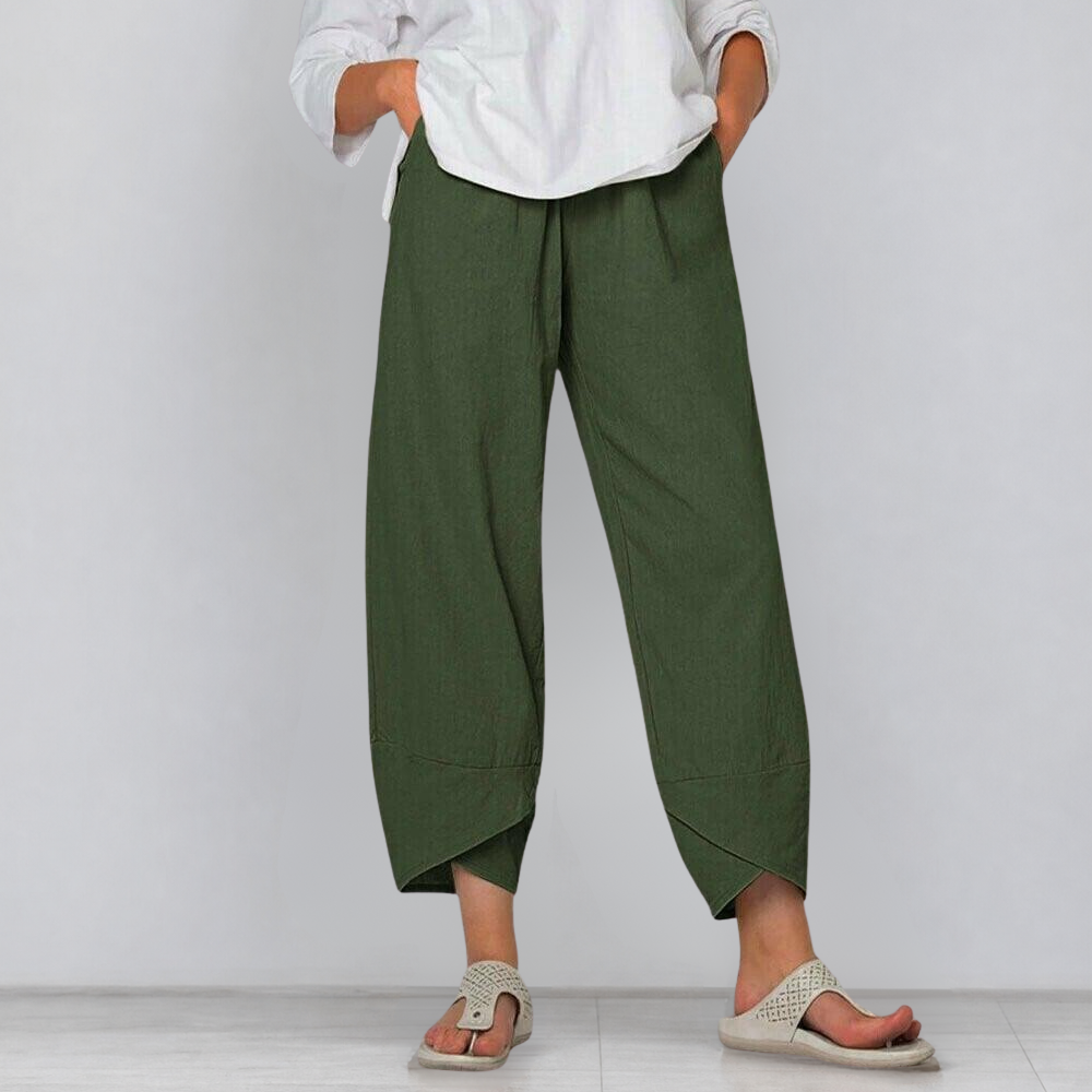 Solivia Tulip Hem Pants - Women's Cropped Wide Leg Pants