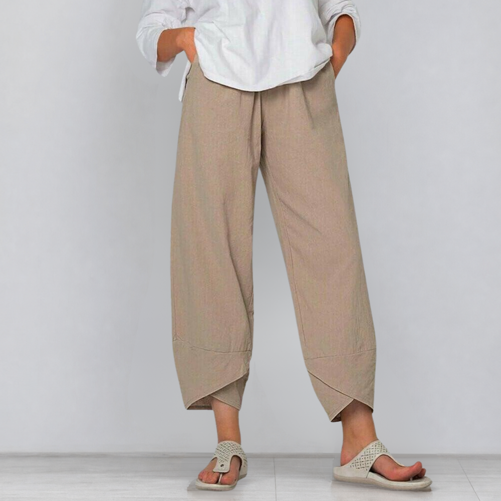 Solivia Tulip Hem Pants - Women's Cropped Wide Leg Pants
