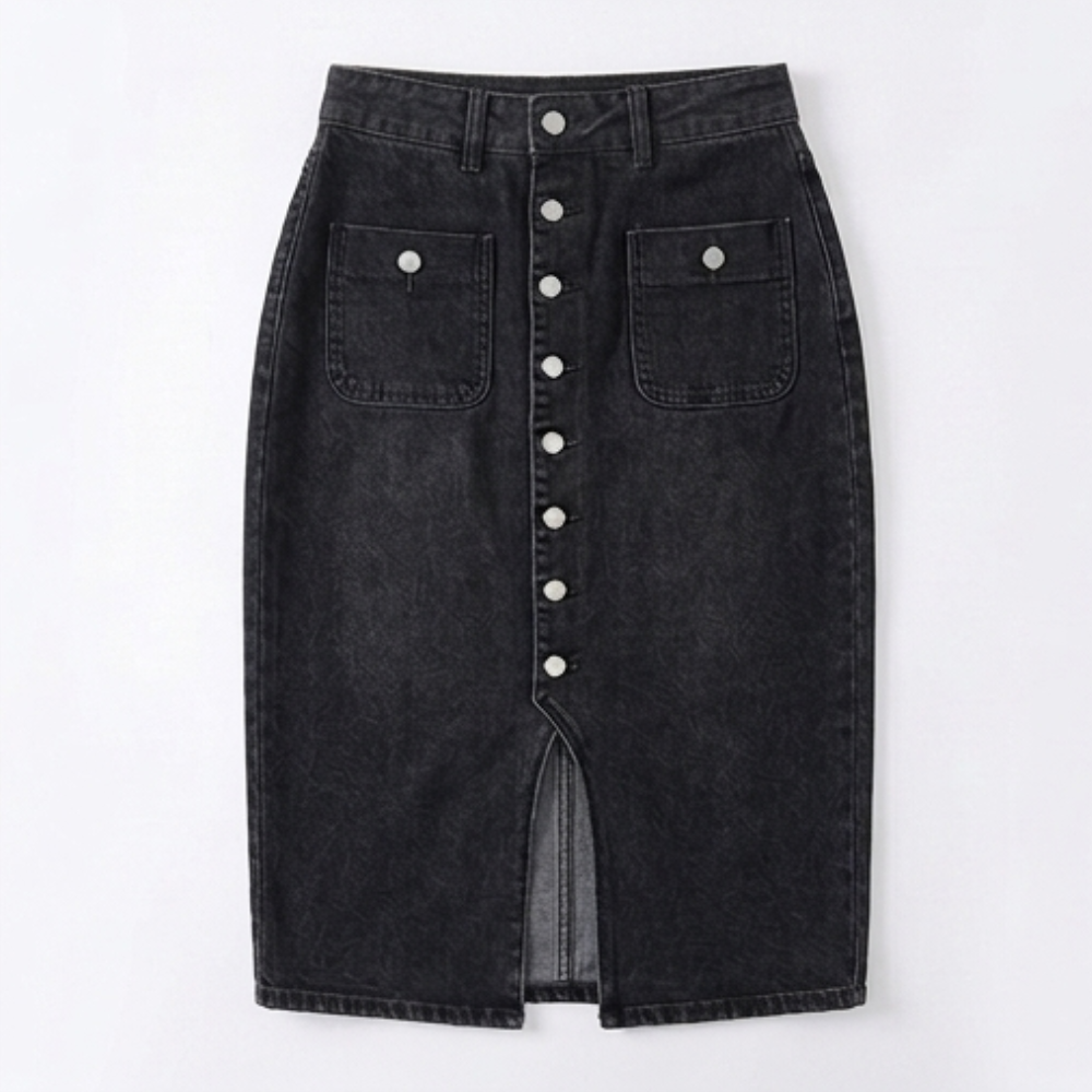 Denara Denim Pencil Skirt - Button Front Women's Skirt