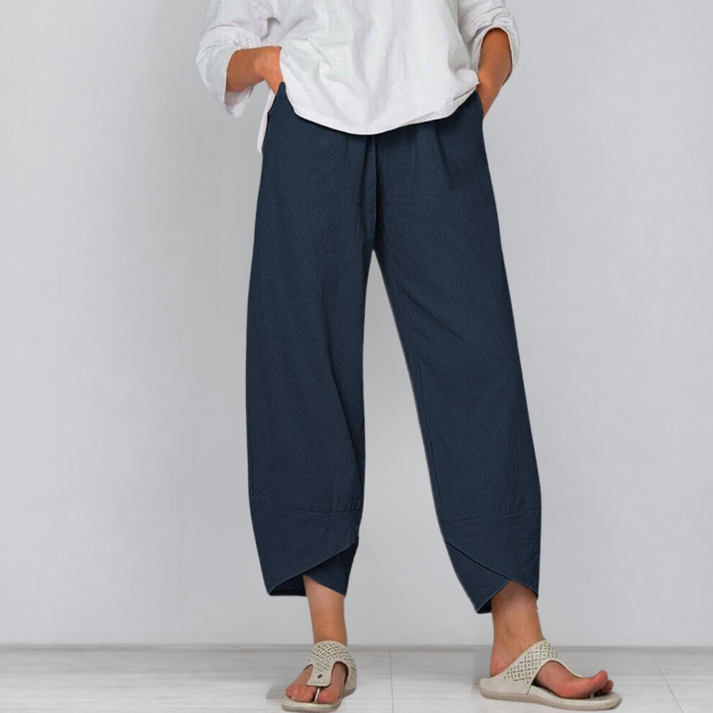 Solivia Tulip Hem Pants - Women's Cropped Wide Leg Pants
