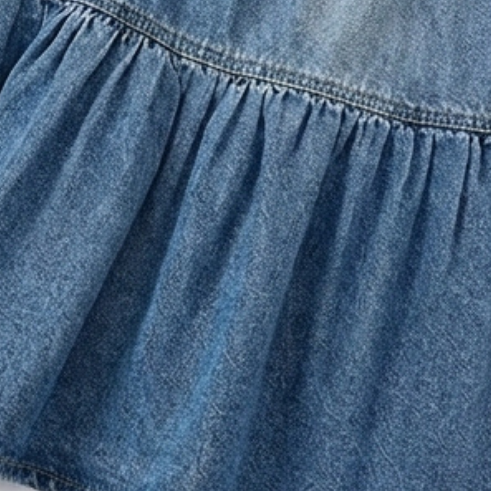 Solera Denim Maxi Skirt - Women's Button Front Tiered Skirt