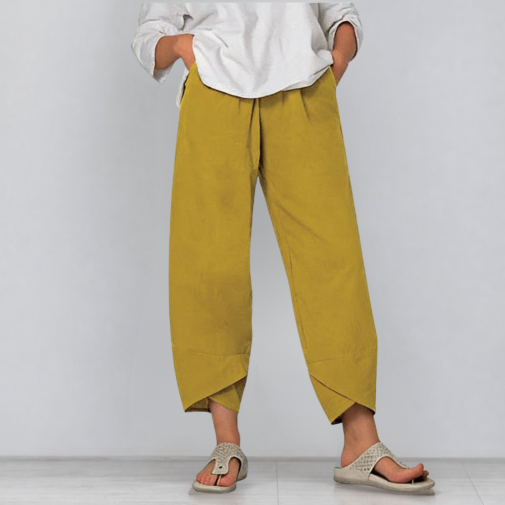 Solivia Tulip Hem Pants - Women's Cropped Wide Leg Pants