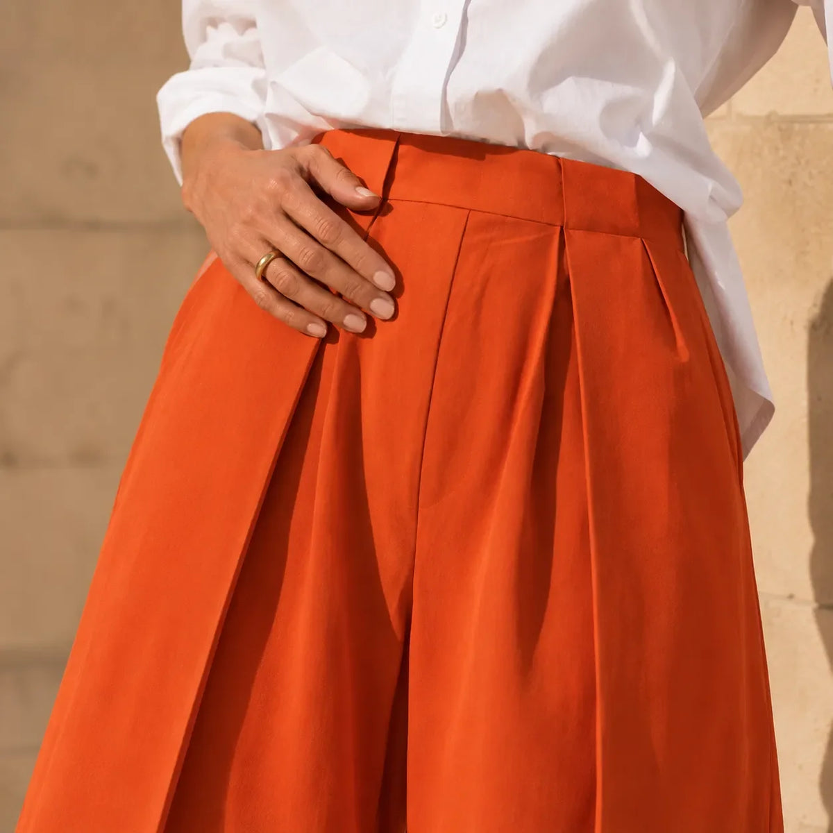 Plisse Pleated Trousers - Women's Cropped Wide Leg