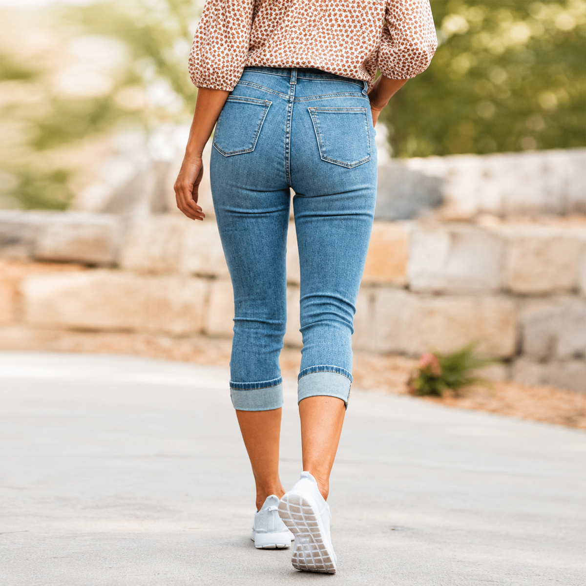 Cuffova Capri Jeans - Women's High Waist Stretch Jeans