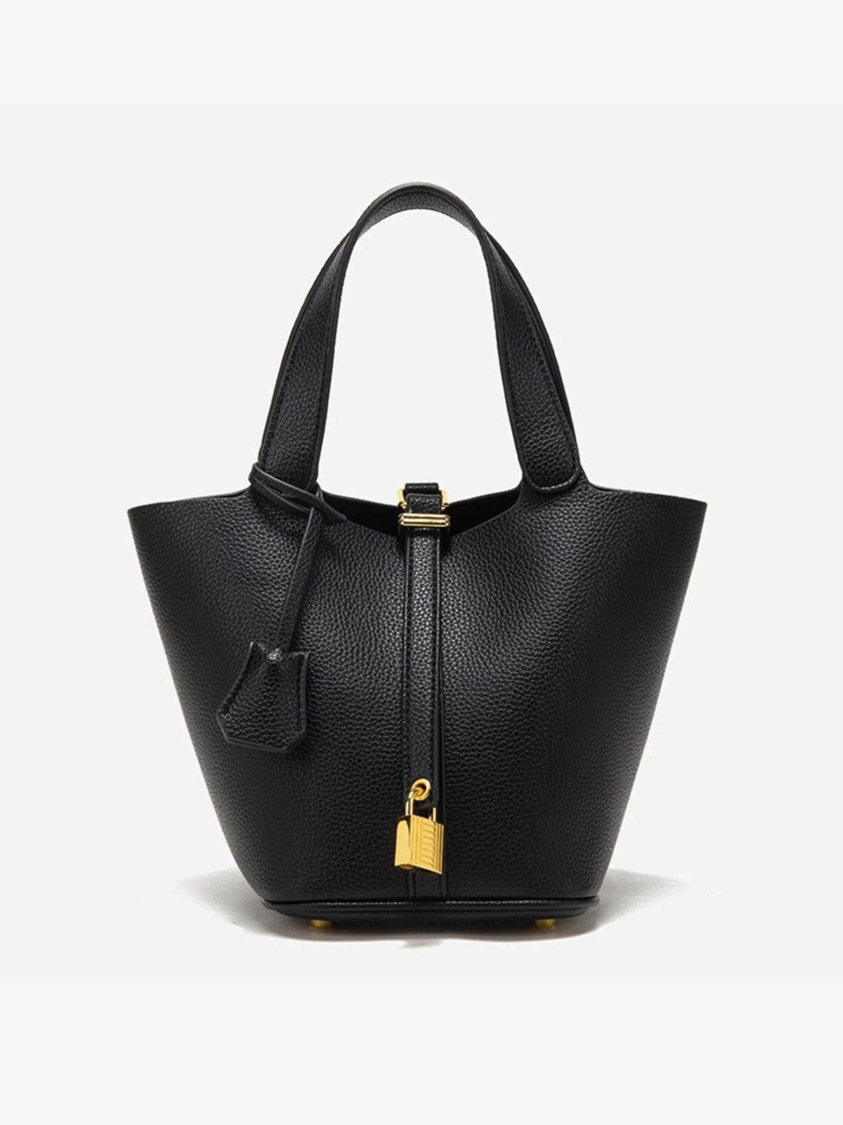 Leather Look Bucket Bag - Gold Detail Women's Handbag