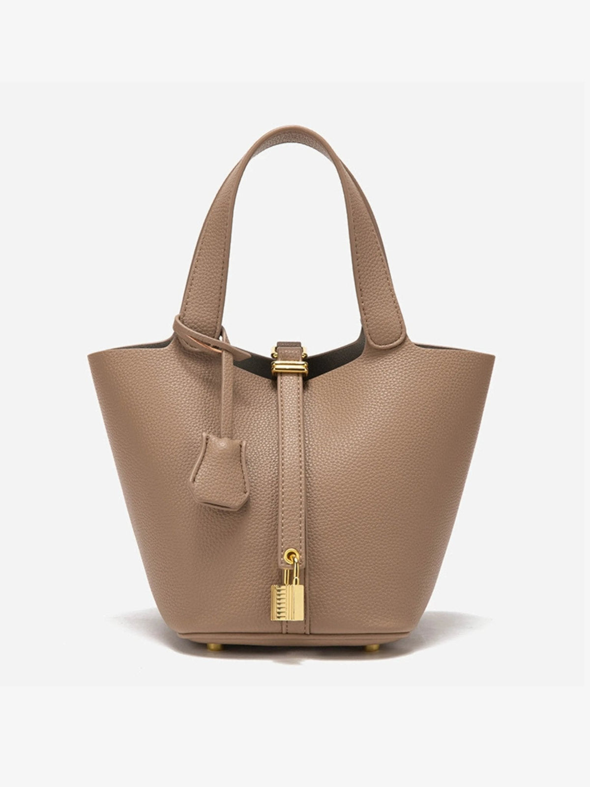 Leather Look Bucket Bag - Gold Detail Women's Handbag