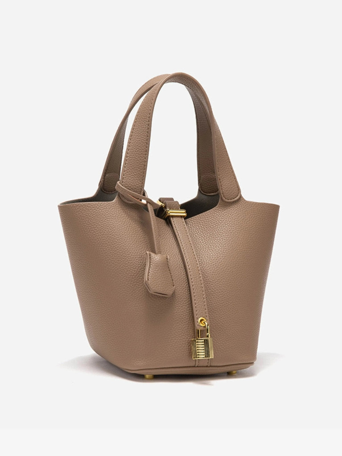 Leather Look Bucket Bag - Gold Detail Women's Handbag