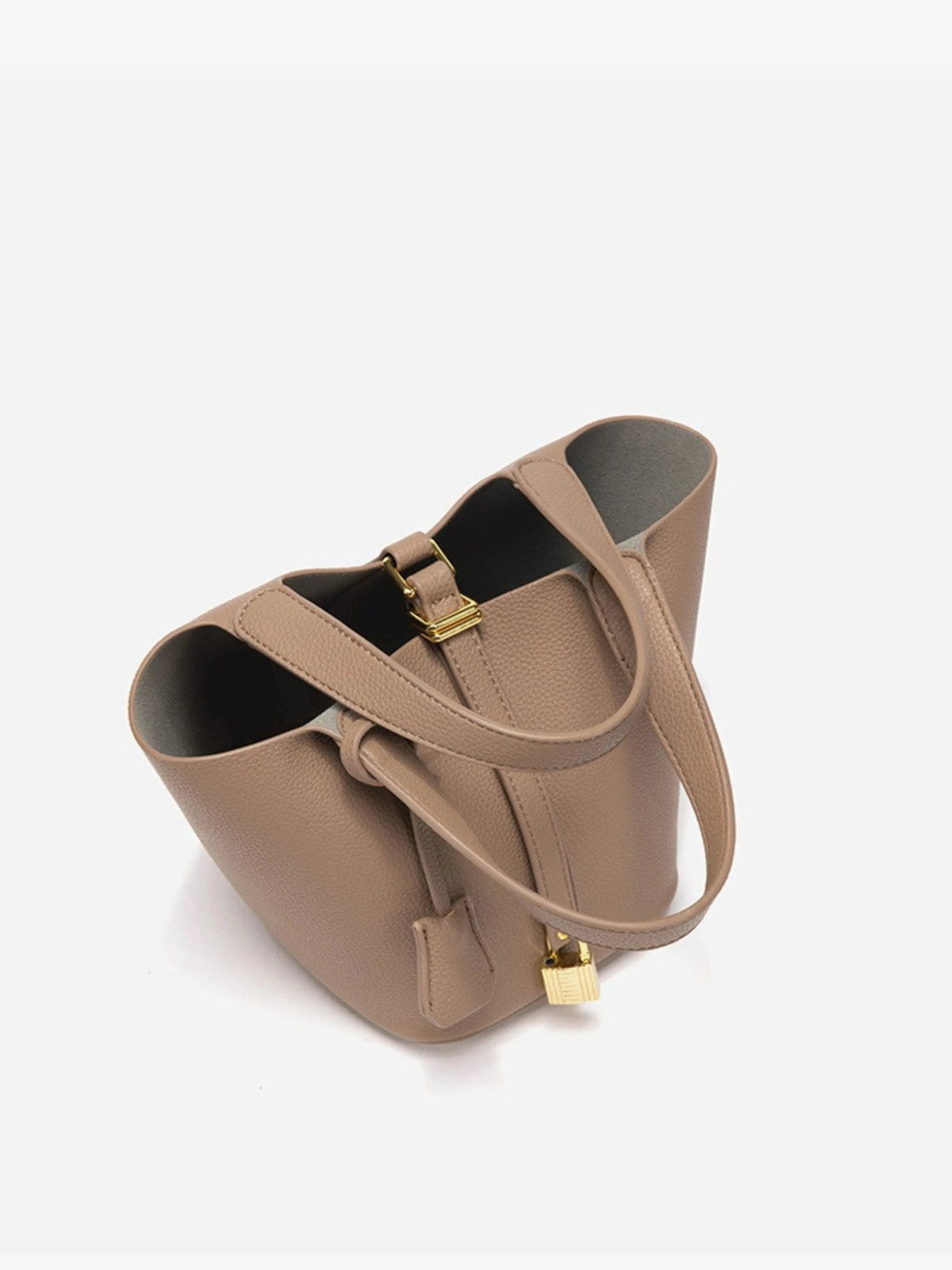 Leather Look Bucket Bag - Gold Detail Women's Handbag