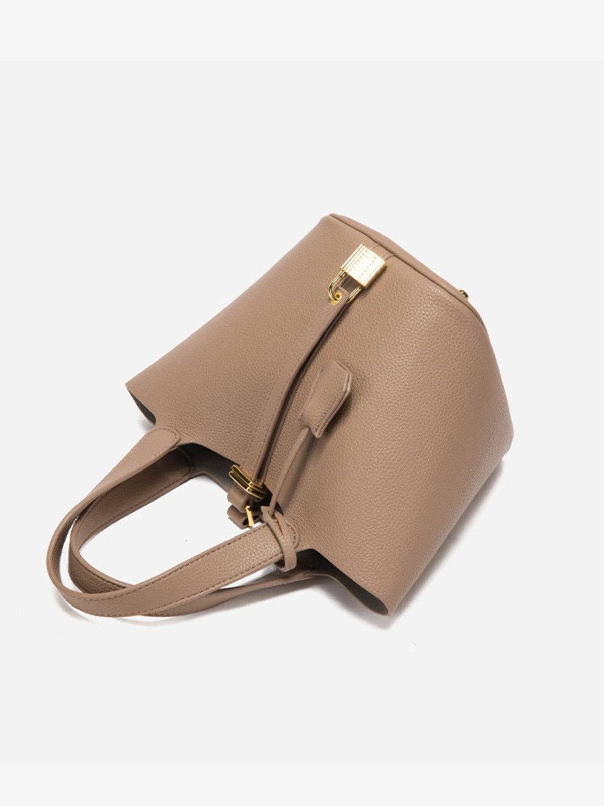 Leather Look Bucket Bag - Gold Detail Women's Handbag