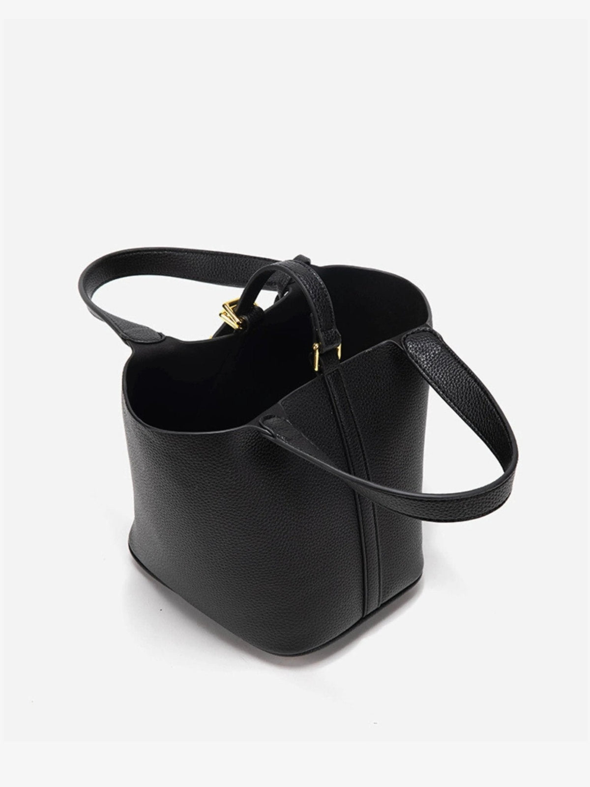 Leather Look Bucket Bag - Gold Detail Women's Handbag