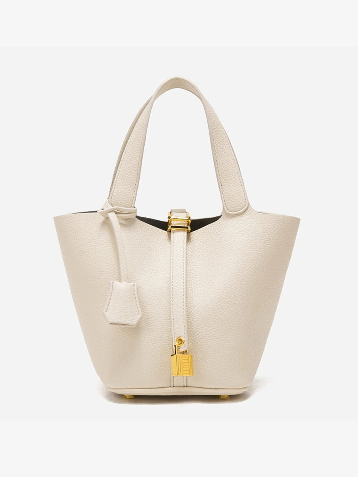 Leather Look Bucket Bag - Gold Detail Women's Handbag