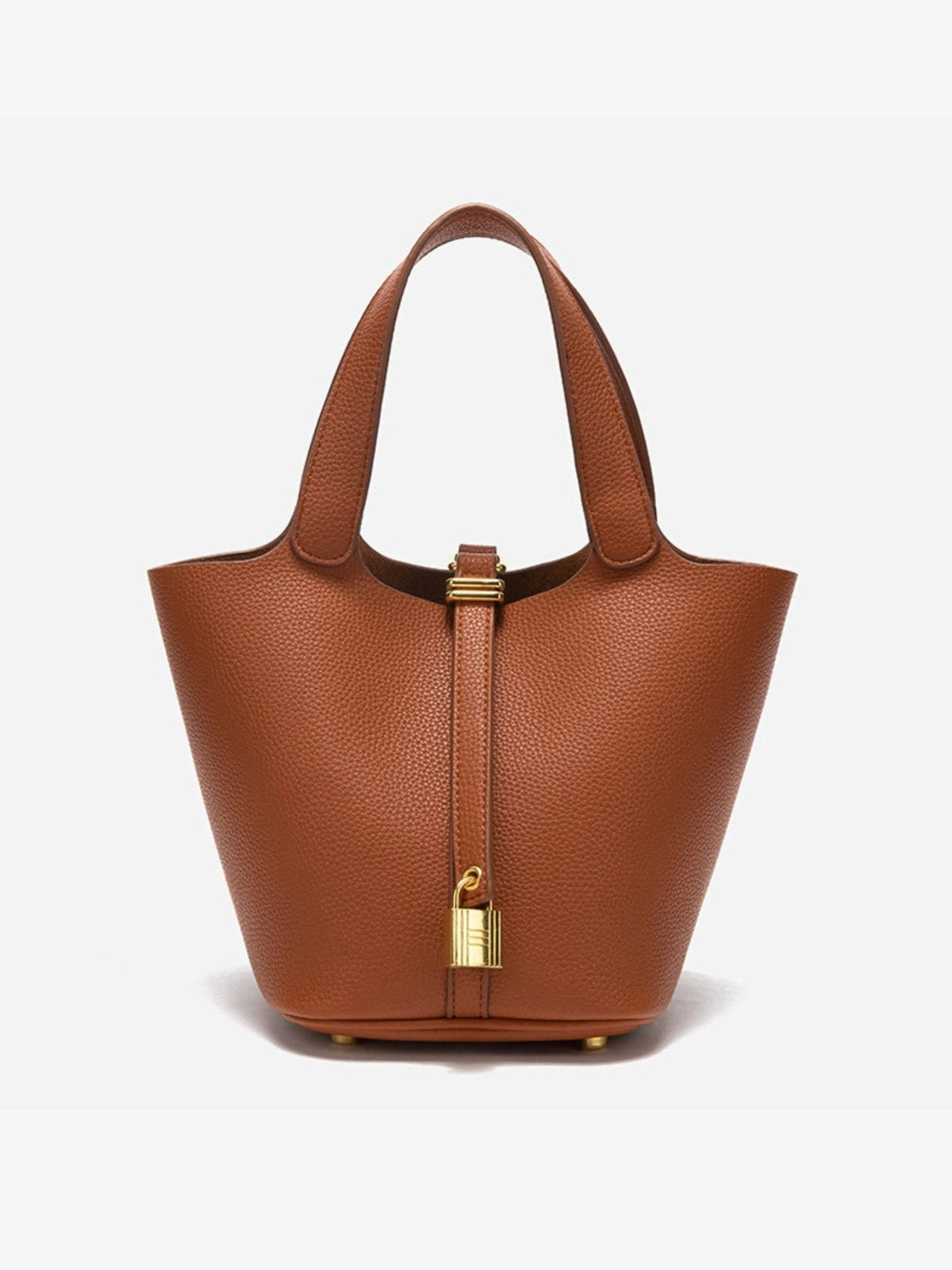 Leather Look Bucket Bag - Gold Detail Women's Handbag