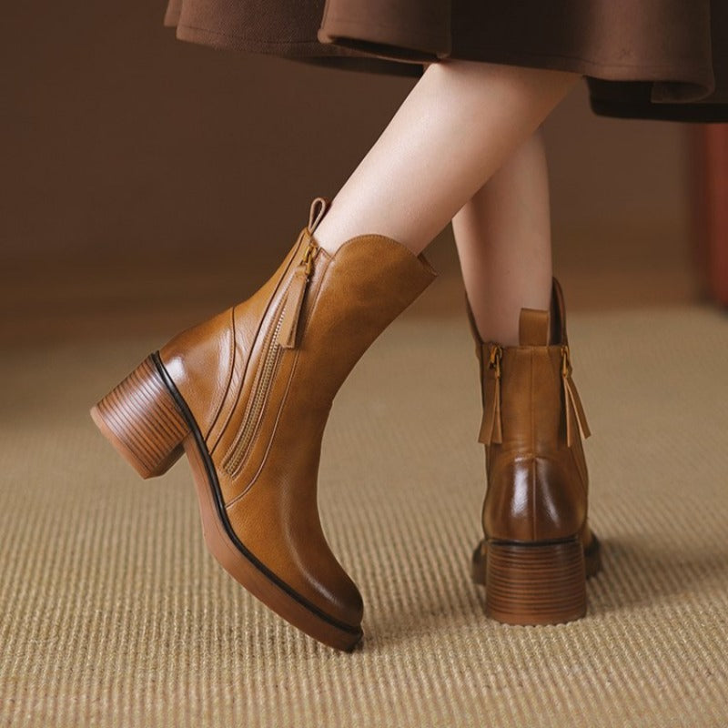 Selene Ankle Boots - Leather Heeled Ankle Boots