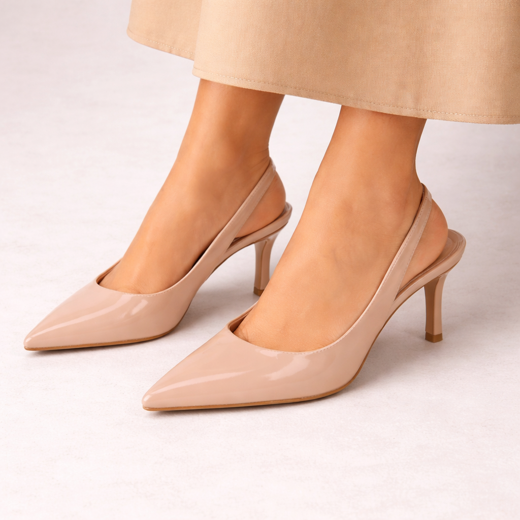 Black Slingback Heels - Women's Pointed Toe Heels