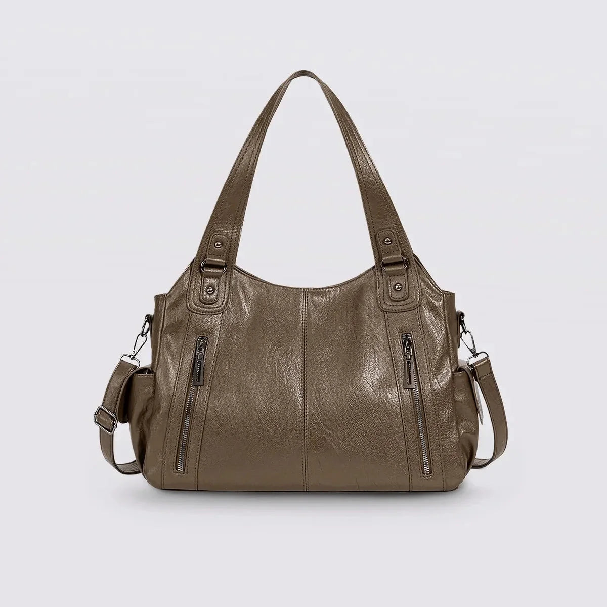 Everyday Tote - Black Vegan Leather Women's Shoulder Bag