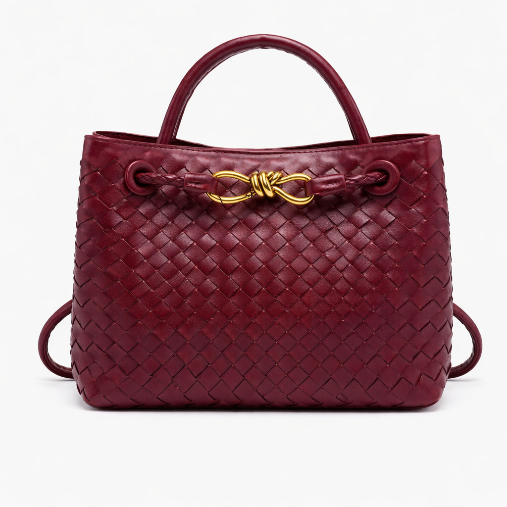Woven Tote Bag - Vegan Leather Women's Shoulder Bag