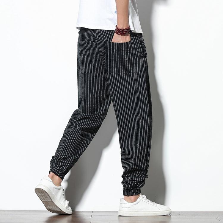Kaizen Striped Joggers - Men's Cotton Linen Joggers