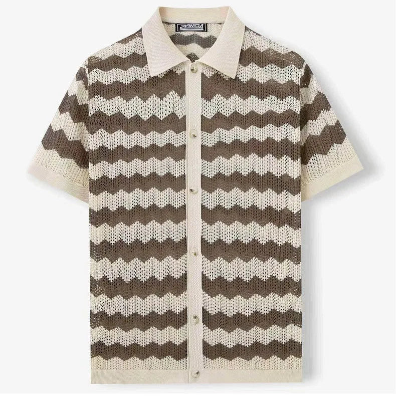 Palmero Knit Button Up - Men's Crochet Knit Shirt