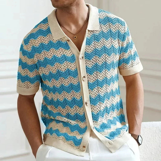 Palmero Knit Button Up - Men's Crochet Knit Shirt