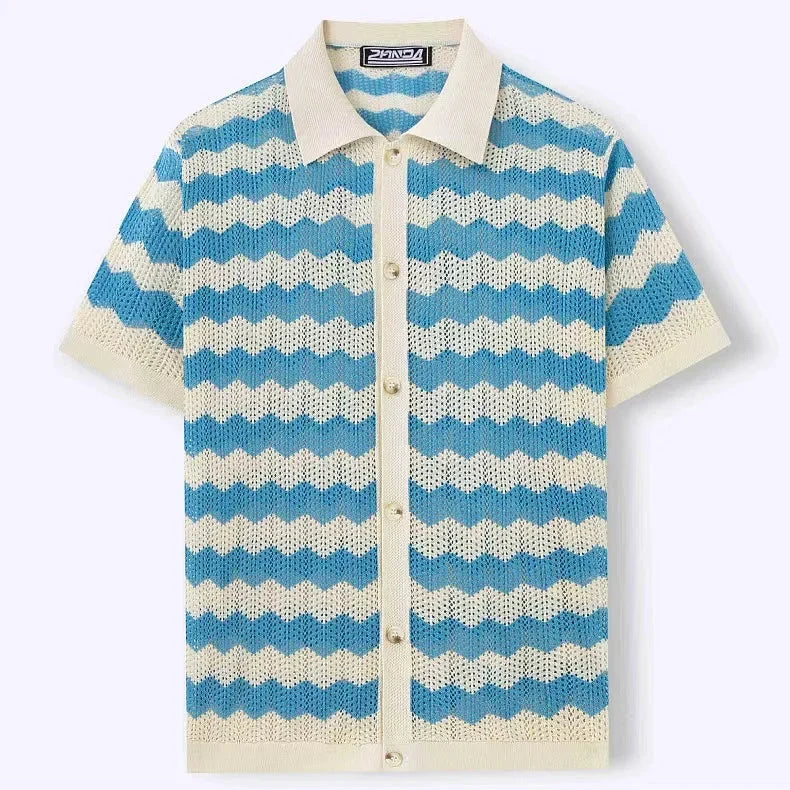 Palmero Knit Button Up - Men's Crochet Knit Shirt