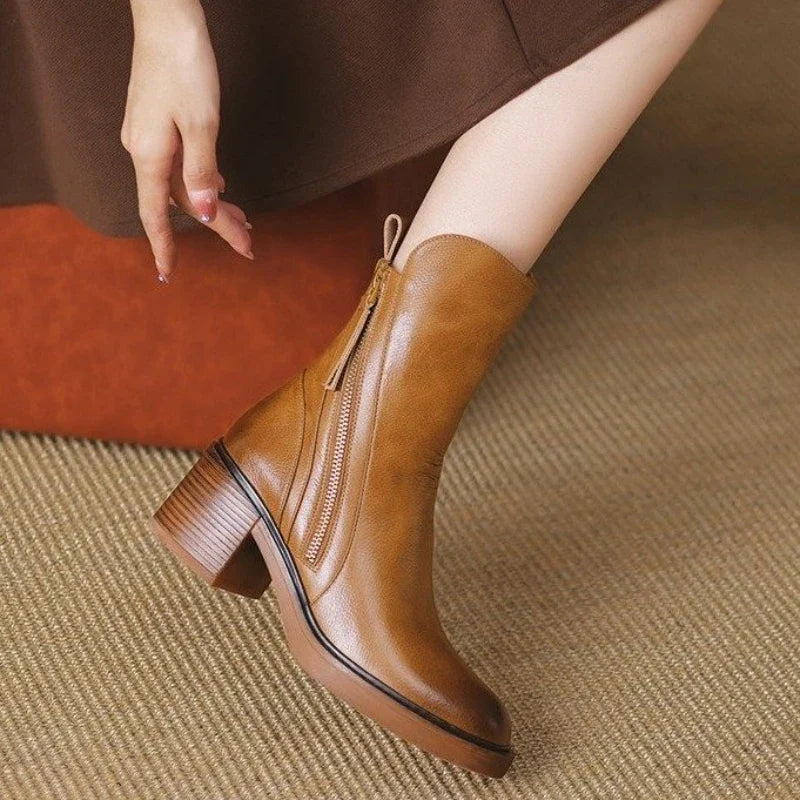 Selene Ankle Boots - Leather Heeled Ankle Boots