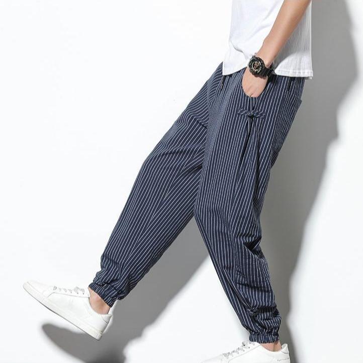 Kaizen Striped Joggers - Men's Cotton Linen Joggers