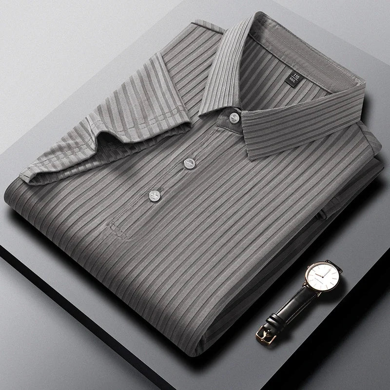 Cavill Polo Shirt - Textured Stripe Men's Polo