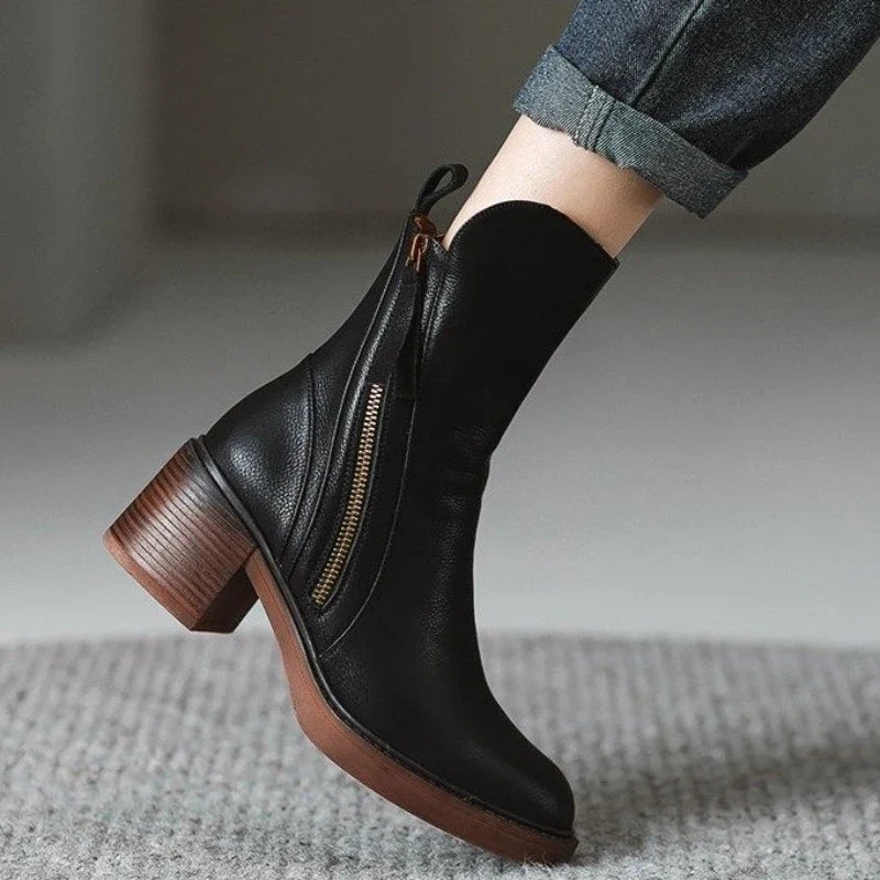 Selene Ankle Boots - Leather Heeled Ankle Boots