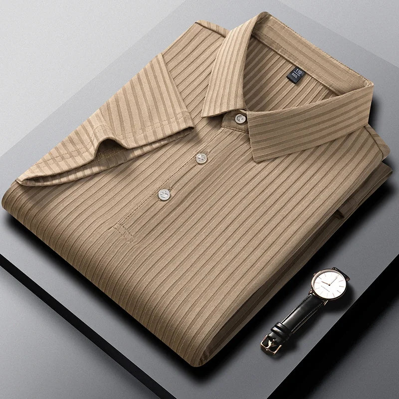 Cavill Polo Shirt - Textured Stripe Men's Polo