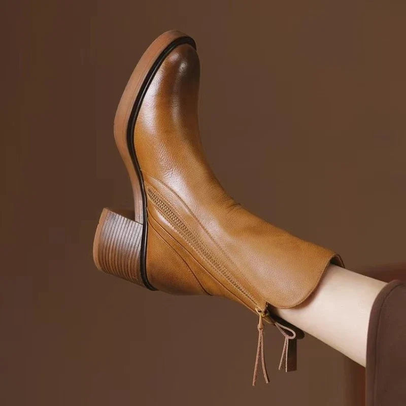 Selene Ankle Boots - Leather Heeled Ankle Boots