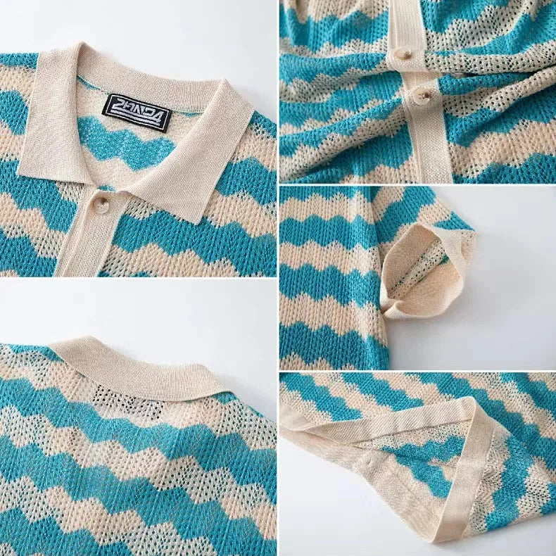 Palmero Knit Button Up - Men's Crochet Knit Shirt