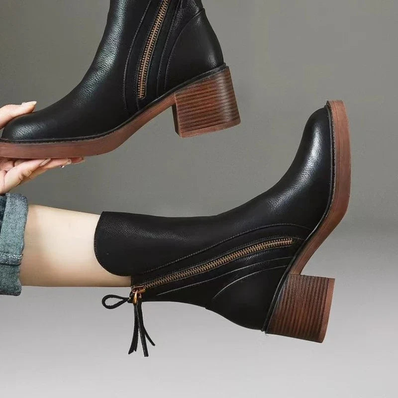 Selene Ankle Boots - Leather Heeled Ankle Boots