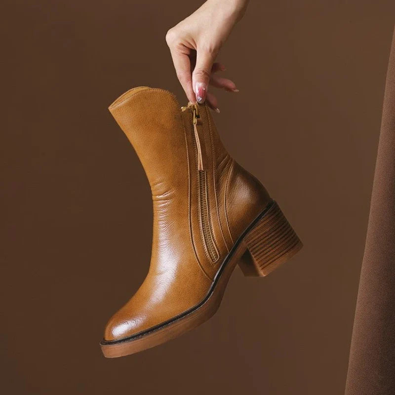 Selene Ankle Boots - Leather Heeled Ankle Boots