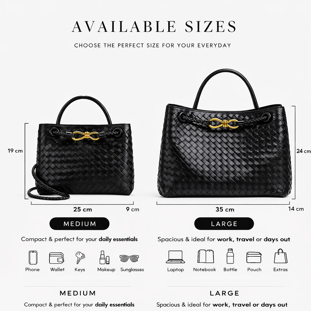 Woven Tote Bag - Vegan Leather Women's Shoulder Bag
