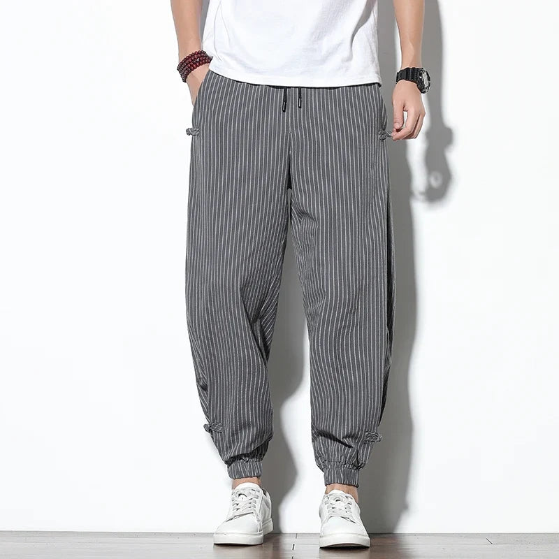 Kaizen Striped Joggers - Men's Cotton Linen Joggers